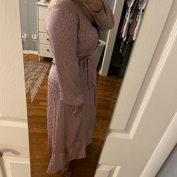 Satin Pink Leopard Print Dress - wedding guest - Picture 1 of 6